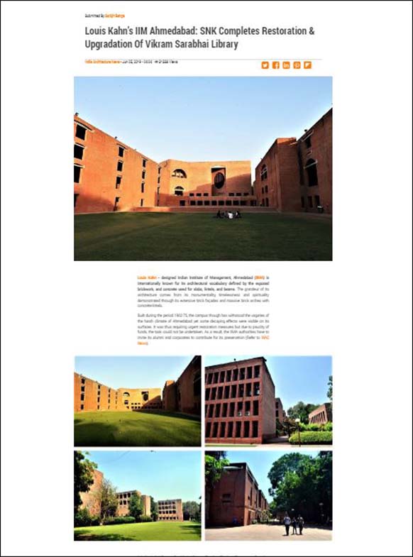 Lousin Kahn's IIM Ahmedabad: SNK Completes Restoration & Upgradation of Vikram Sarabhai Library